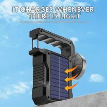 Solar Powered Bright Flashlight, Rechargeable Outdoor Super Bright Long Range High Capacity Handheld Spotlight - Hand Lantern - View 5