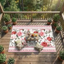 Pink Cottage Floral Area Rug 4x6 Feet French Country Shabby Chic Carpet Low Pile Machine Washable Floor Mat For Bedroom - Sxz0117 - View 6