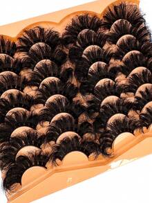 14 Pairs Thick, Elegant D-Curl Fluffy Faux Mink Eyelashes, 3D Natural Looking Soft Curly False Lashes, Russian Volume Dramatic Messy Mink Lashes, Smart Full Strip Lash Extensions For Daily And Party Use, Reusable Beauty Makeup Gift - 濃密款 - 查看 5