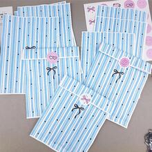 50/100pcs Ins Style Elegant 4.7x6.7 Inch Blue & White Striped Flat Gift Bags, Including Blue Striped Gift Bags, Accessory Small Gift Paper Bags, Polka Dot Bow Pattern Paper Bags, Thick Gift Candy Packaging Bags, DIY Decorative Gift Paper Bags, Suitable For Christmas, Valentine's Day, Mother's Day, Wedding, Birthday, Party Gifts, Wedding Party Favors, Best Gifts For Friends (Excluding Sealing Stickers) - Multicolor - View 5