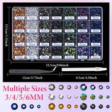 13125颗黑色、金色、银色、棕色水钻，3mm-6mm闪亮果冻树脂宝石，棕色AB黑色闪亮宝石套装，适用于手工DIY扇子、手机壳、玻璃杯工艺品 - 多色 - 查看 3