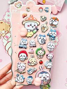 Pegatinas de masaje de cojín suave Jiikakawa - Pegatinas flexibles y elásticas, pegatinas 3D lindas de alta calidad, decoraciones brillantes en relieve, pegatinas de anime japonés 3D interesantes con textura sólida y diseño hueco delicado - Multicolor - Ver 5