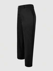 Murshgory (No Belt) Solid Color Zipper Pocket Black Suit Fabric Office Commute Elegant Versatile Spring/Summer Pants - Black - View 5