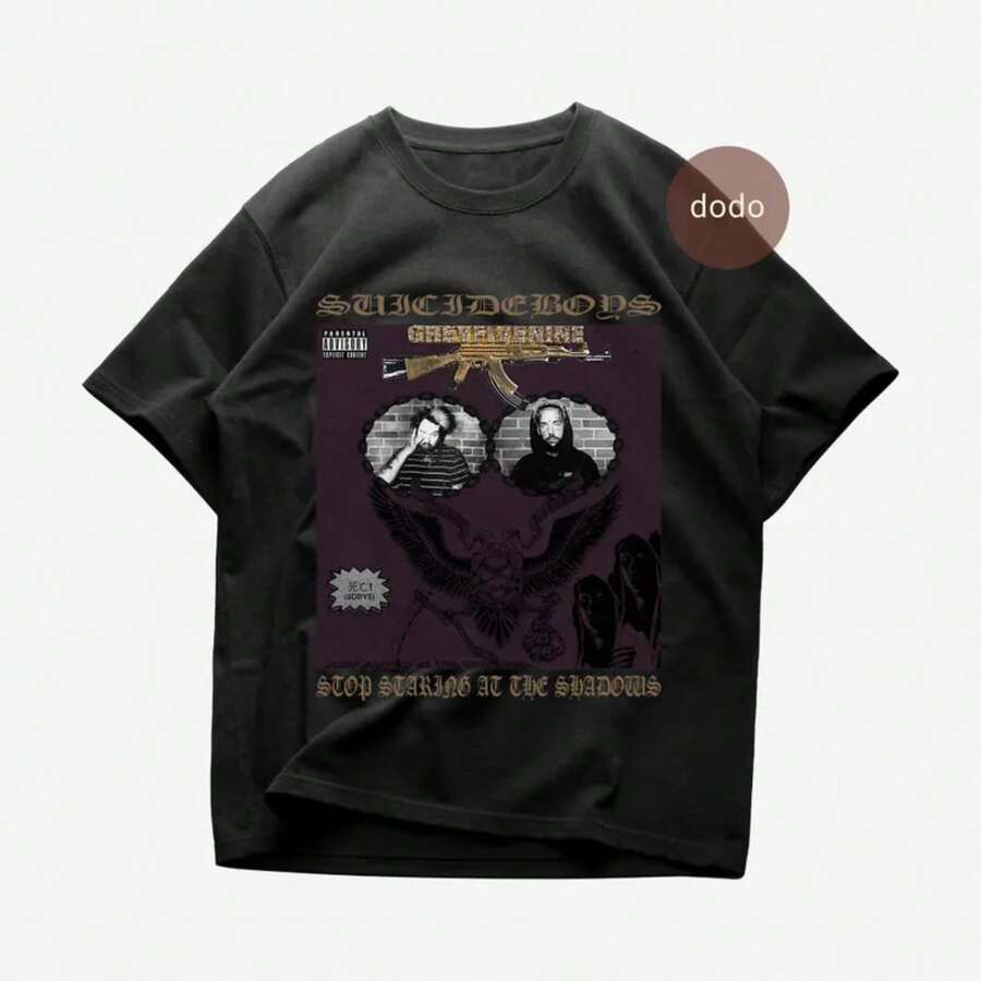SuicideboysA T-Shirt - Rap Music Shirt - Stop Staring At The Shadows Album - SuicideboysA Merch - Unisex Rapper Clothing - 黑色 - 查看 1
