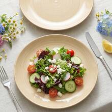 2pcs 7.5 Inch Ceramic Plates, Japanese Rustic Style Dual-Color Options (Light Yellow/Light Blue), Handmade Spiral Texture, Rounded Edge Design, Microwave/Dishwasher/Oven , Easy To Clean And Scratch-Resistant, Suitable For Serving Steak, Pasta, Salad And Breakfast, Ideal For Wabi-Sabi Home Decor, Japanese-Style Light Meals, Daily Dining And Snack Parties - Multicolor - View 7
