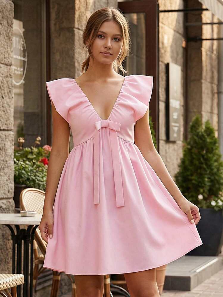 Women Short Dresses - Hồng - Xem 2