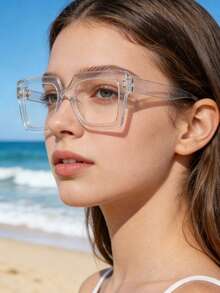4 Pairs Oversized Fashionable Minimalist Style Fashion Glasses For Girl, Suitable For Daily Wear, Outdoor Activities, Spring Travel, Camping, Etc. - 彩色 - 查看 3