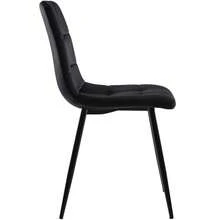 Dining Chairs (4), Black Set Of 4 Designer Upholstered Chairs, Velvet Seat Surface, Metal Frame. - Black - View 7