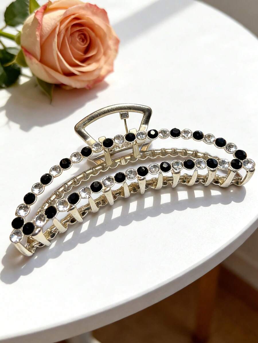 1 件装奢华双色水钻发爪几何亮片发夹，适合女性约会 - 彩色 - 查看 1