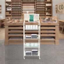 SanBouSi 4 Tier Retail Display Rack Stand Snack Candy Display Organizer Snack Rack Basket Stand Cart - White - View 1