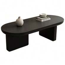 Modern And Minimalist Black Oval Coffee Table Measuring 119.7 X 49.8 X 35.5 Cm, Ideal For The Living Room Or As A Side Table. Customizable With Paint. Made Of MDF. - Black - View 6
