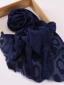 New Autumn/Winter Jacquard Plaid Solid Color Breathable Soft Oversized Headscarf Soft Hijab Shawls Scarf - Multicolor - View 13