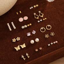 20对精美蝴蝶花朵多元素耳钉 - 彩色 - 查看 3