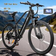 ZNH Electric Bike For Adults With Peak 750W Brushless Motor, 80Miles 25MPH Commuting Electric Mountain Bike With 624Wh Removable Battery, 7-Speed, 26" Tires - Black - View 2
