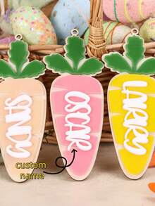 Personalized Easter Basket Tag Custom Carrot Tags With Name Easter Basket Name Charm Spring Decor - Multicolor - View 1