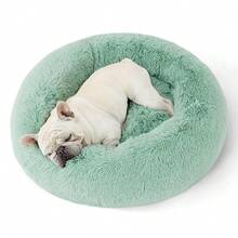 Calming Dog Bed For Medium Dogs - Donut Washable Medium Pet Bed, 30 Inches Anti-Slip Round Fluffy Pl 11ush Faux Fur Cat Bed, Fits Up To 45 Lbs Pets, For  Apple Gre1en - AppleGre1en - Xem 1