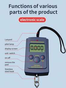 1个带挂钩的数字挂秤，背光液晶显示屏，便携式口袋秤，适用于旅行、农场、狩猎、钓鱼、户外活动，旅行必备，行李标签 - 彩色 - 查看 16