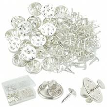 60pcs/Box DIY Pin Base, Snap Button Accessories Set, Including 30pcs Butterfly Snaps And 30pcs Tack Pins, Suitable For Handicrafts, Homemade Brooches, Badges, Hats, Clothing Pins, Decorative Buttons, Butterfly Tie Clips, Brooch Backs, Badge Replacement Parts - Silver - View 5