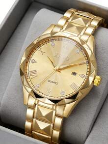 1pc XSVO Men's Luxury Diamond Quartz Watch, Business Formal Wristwatch, Perfect Gift For Birthday, Father, Boyfriend - one-size - View 11