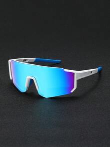 1 Pair Men's Outdoor Cycling Hiking Sports Goggles, One-Piece Purple & Blue Anti-Wind Protective Eyewear - Goggles - Multi-colored - View 6