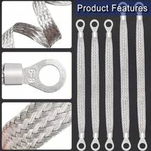 - 5 correas de tierra, 3 unidades de 10 x 1/2 pulgadas y 2 correas de cable de cobre estañado de 13 x 1/2 pulgadas de cobre esta - A - Ver 3