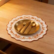 Embroidery Placemat, Rustic Dining Table Mat Heat-Resistant Non-Slip Placemat Home Decor - Naranja - Ver 2