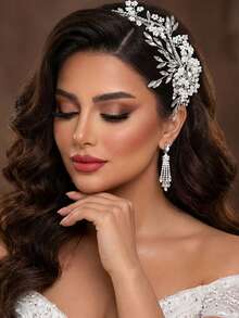 1 pieza Diadema de cristal elegante, accesorio de pelo nupcial de moda adecuado para fiestas, reuniones, eventos formales, festivales - Plateado - Ver 2