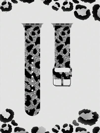 1 pezzo Cinturino di ricambio per orologio in silicone morbido, elastico e traspirante con stampa leopardata argento, adatto per smartwatch , Honor, di misure 38mm, 40mm, 41mm, 42mm, 46mm, 45mm, 44mm, 49mm, cinturino casual di moda per Apple Watch Ultra SE/11/10/9/8/7/6/5/4/3/2/1
