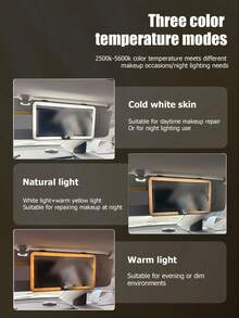 Car Sun Visor Vanity Mirror With LED Light, Shatterproof In-Car Makeup Mirror Lighting Accessories, High Definition Mirror Surface With Lamp - LED Vanity Mirror - View 3