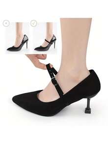 1 Pair Women's High Heels With Adjustable Elastic No-Tie Shoelaces, Non-Slip - Multicolor - View 2