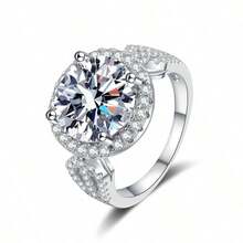 1pc 925 Sterling Silver 5 Carat Moissanite Ring, Luxury Fashion Jewelry Design Suitable For Daily Wear, Comes With GRA Certificate And Gift Box - 5CT Per Piece - View 2