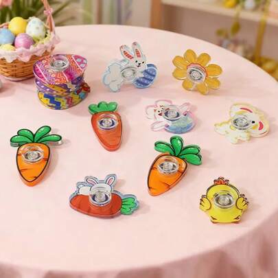 10/5pcs Cartoon Rabbit Shaped Fingertip Spinning Toy, Decompression Toy, Suitable As Party Gift, Birthday Gift, Classroom Reward, Gift Bag Filling, Classroom Treasure Box Toy, Pinata Filling, School Reward, Bulk Gift, Boys' Toy, Creative Small Gift, Easter Basket Filling, Suitable For Birthday, Easter, Carnival Prizes [Mixed Shipment]