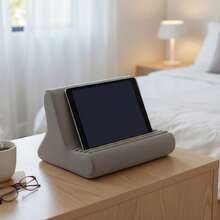 Soft Tablet Pillow Stand For Lap, Portable Phone Holder With 3 Adjustable Viewing Angles For Home Office - Grey - View 4
