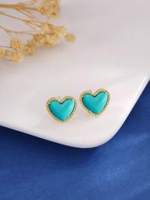 1 par de pendientes de lujo y elegantes con diseño de cinco pétalos, diseño elegante adecuado para el uso diario - Verde - Ver 13