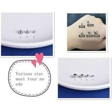 100 piezas de joyas corporales falsas sin perforación - Anillos falsos de ceja, bolas de repuesto para labrete de labio, con pegatinas - etiqueta engomada - Ver 2