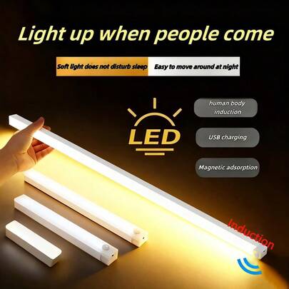 19.69/11.82/7.87/3.93 Inch Cabinet Lights, LED Light Strips, Motion Sensor Lights, Cabinet Lighting, Home LED Lighting Kit (With USB Charging Cable), With Motion Sensor/LED Strip/Cabinet Undershelf Lights, Modern Minimalist Style, Warm White/White Light, Easy Installation