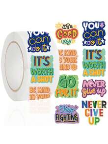 500 PIEZAS (1 Rollo) Pegatinas de 1 Pulgada con Frases Motivadoras Adecuadas para Maestros, Adultos, Padres, Aula, Escuela, Trabajo, Estudio, Entrenamiento, Pegatinas Motivadoras, Scrapbooking, Pegatinas de Decoración de Cuadernos, Pegatinas de Cuadernos, Post-its para Libros, Pegatinas para Teléfonos Móviles, Etiquetas Autoadhesivas Hechas a Mano, Pegatinas Motivadoras de Animales, Pegatinas de Regreso a la Escuela, Pegatinas de Decoración de Apertura Escolar, Regalos de Regreso a la Escuela - alentar - Ver 1