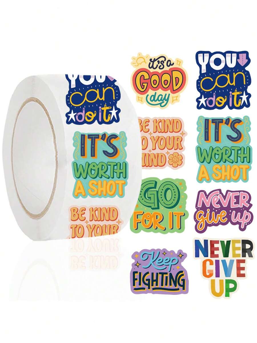 500 PIEZAS (1 Rollo) Pegatinas de 1 Pulgada con Frases Motivadoras Adecuadas para Maestros, Adultos, Padres, Aula, Escuela, Trabajo, Estudio, Entrenamiento, Pegatinas Motivadoras, Scrapbooking, Pegatinas de Decoración de Cuadernos, Pegatinas de Cuadernos, Post-its para Libros, Pegatinas para Teléfonos Móviles, Etiquetas Autoadhesivas Hechas a Mano, Pegatinas Motivadoras de Animales, Pegatinas de Regreso a la Escuela, Pegatinas de Decoración de Apertura Escolar, Regalos de Regreso a la Escuela - alentar - Ver 1