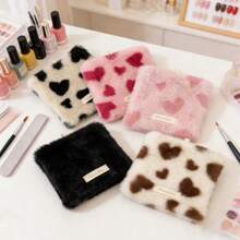 1pc Plush Heart Pattern Square Nail Art Display Board, Mini Nail Salon Color Card Sample Display Stand, Desktop Nail Polish Color Card Sample Display Board, Fake Nails Photography Prop Background - Multicolor - View 9