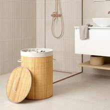 Shoze Large Capacity 45L Bamboo Woven Laundry Basket With Lid And Handle, Foldable Design To Save Space, Suitable For Use In Family Hotels - Bamboo - View 5