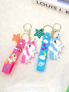 Creative Cartoon Keychain, Decorated With Cute Rainbow Unicorn And Gold Pendant, Can Be Hung On Backpack, Ideal Gift For Girls - one-size - View 8