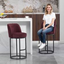 Barstools - WINE RED + Linen - View 6