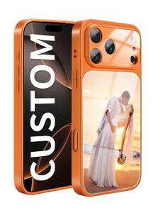1pc Customized Couple/Friend/Family High-Definition Glass Orange Smart Full-Coverage Phone Case With Orange Lanyard, Suitable For IPhone 17/Air/17 Pro/17 Promax/16/16 Pro/16 Plus/16 Promax/15/14/13 And Other Phone Models, Ideal As New Year And Christmas Gift For Friends, Boyfriend/Girlfriend - Orange - View 3