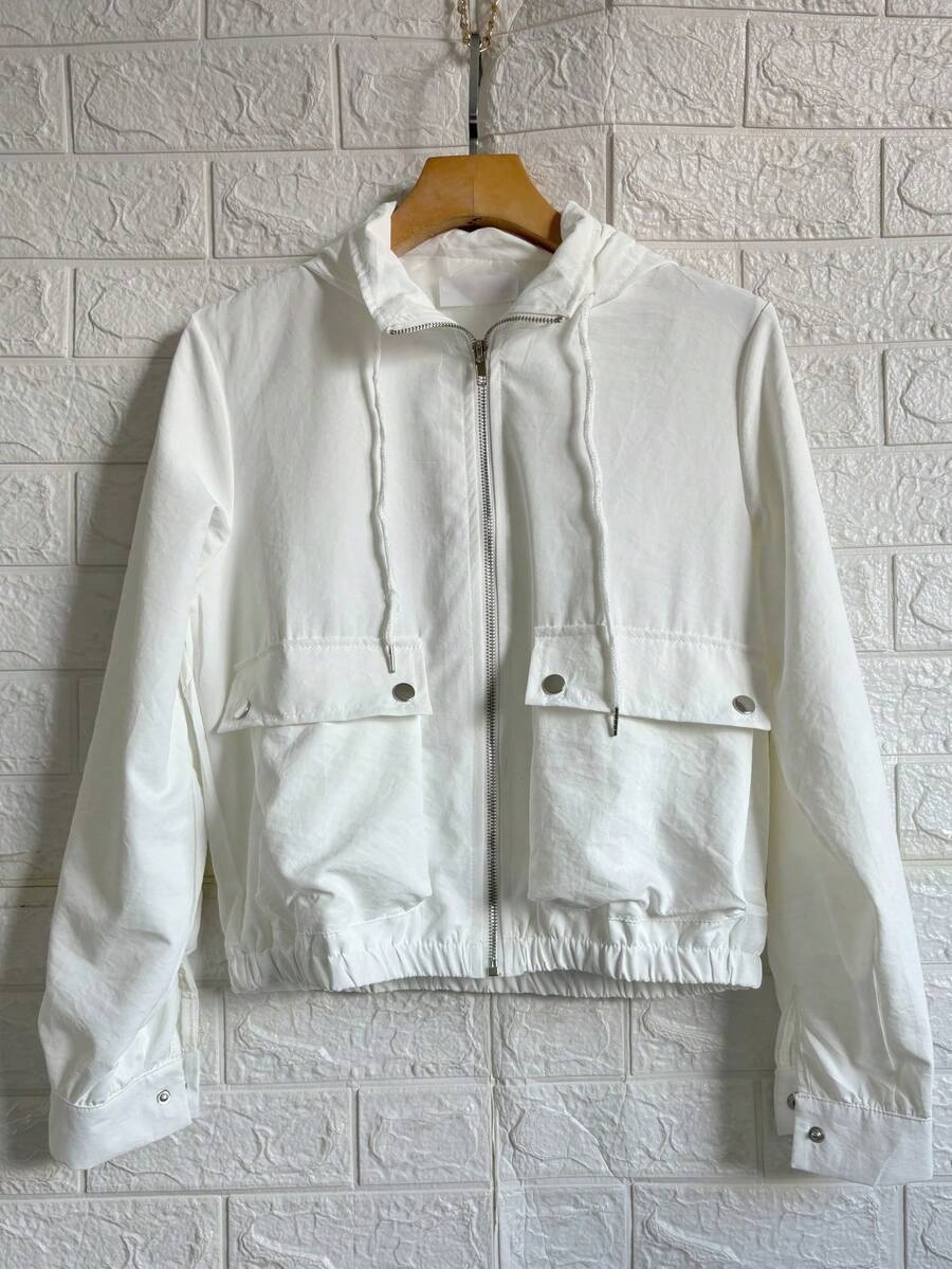 Women's Windbreaker Bomber Jacket - 白色ZY1003 - 查看 1
