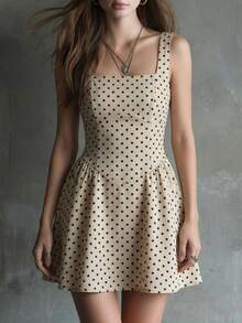 Y6Y 春季新款杏色波点露背收腰女裙 - 杏色 - 查看 6