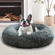 Calming Small Dog & Cat Bed For Indoor Cats - 20 Inches Washable Donut Bed For Kittens & Puppies, Anti-Anxiety Round Fluffy Pl 11ush Pet Beds (Fits Up To 15 Lbs, Navy Grey) - Xám hải quân - Xem 2