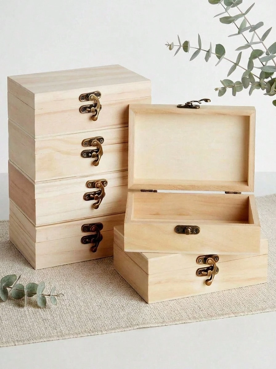 1 hộp đựng đồ bằng gỗ có nắp, hộp đựng trang sức, đồ trang trí cổ điển tự làm, trang trí nhà bếp, phòng tắm cho phụ nữ, đồ dùng du lịch thiết yếu khi trở lại trường, ký túc xá, đồ trang trí mùa thu - Nhiều màu - Xem 1