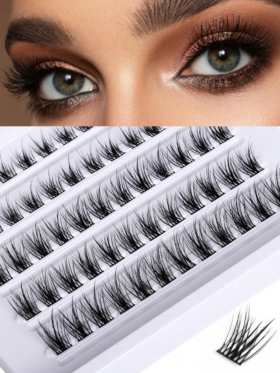 60pcs Cat Eye Lashes, 6D Lightweight Lash Design, High-Quality Smooth Soft Fluffy Lashes, Lash Extension, Voluminous Natural Look Suitable For Fashionable Women, Popular Lash Extension Kit, Suitable For All Occasions Including Home Use