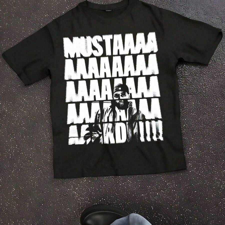 Kendrick MUSTAAAAARD Lamar T-Shirt Singer Rapper Casual Oversized Pullover Idea Gift For Who Love Music Fan Friend Famil - màu đen - Xem 1
