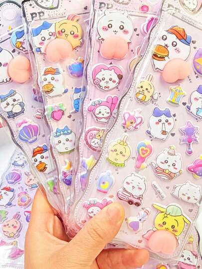 Water Sticker Creative Label Sticker, Reusable Self Adhesive Cartoon Sticker For Scrapbooks, Teacher Rewards, Party Decoration, Gift Packaging - Colorful Patterns, Suitable For DIY Skateboards, Suitcases, Helmets, Water Bottles